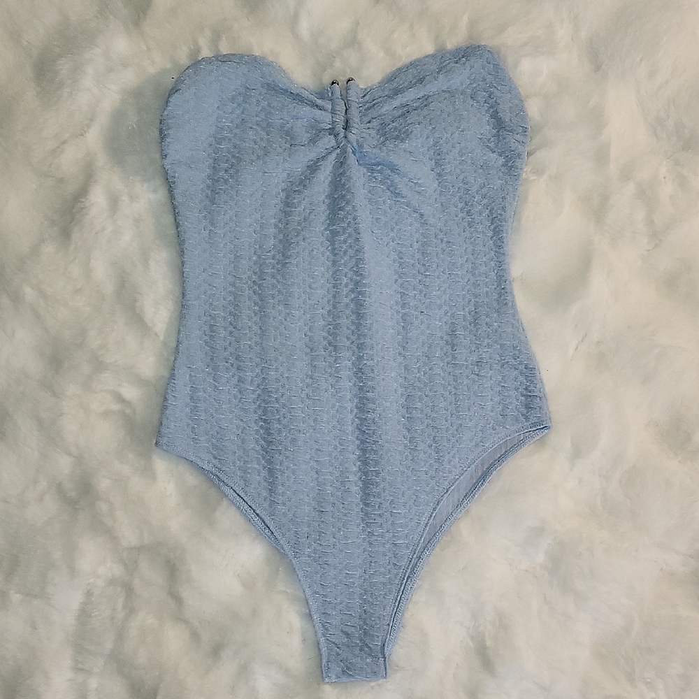 SHEIN Light Blue Textured Kids Bodysuit